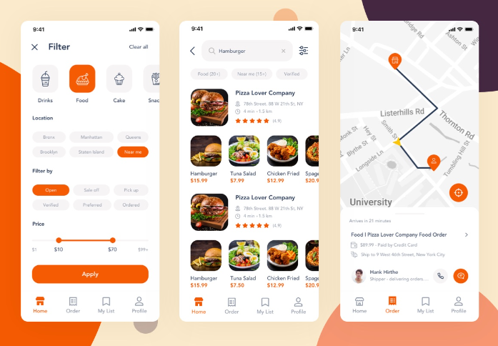 food delivery app features